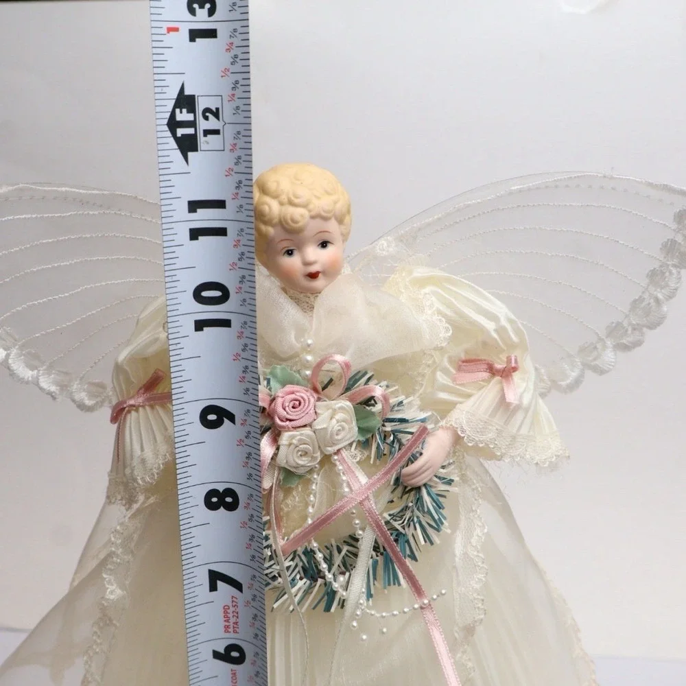 VTG 90's White Angel Christmas Tree Topper 11